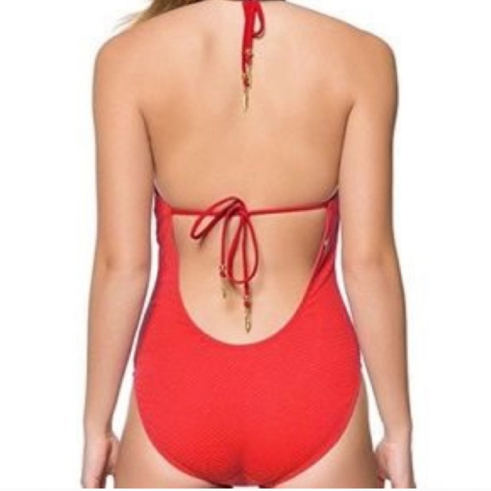 Jessica Simpson Flame Scalloped One-Piece Swimsuit - Picture 3 of 9